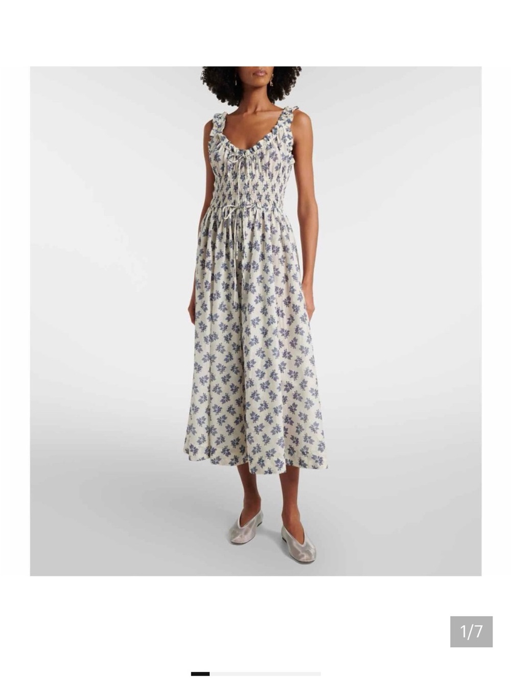 NWT Doen Emmaretta Cotton Voile Midi Dress in Cream Pomegranate Size XXS